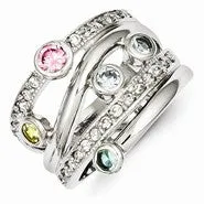 Sterling Silver Multicolored CZ Ring