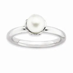 Sterling Silver Polished White Pearl Ring