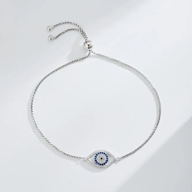 Sterling Silver Rhodium Plated Evil Eye Bracelet ERLB020