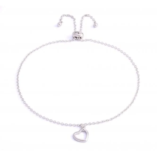 Sterling Silver Rhodium Plated Heart Bracelet ERLB004