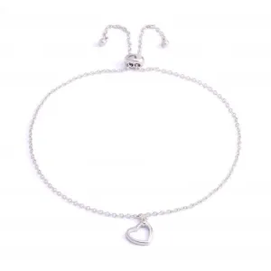 Sterling Silver Rhodium Plated Heart Bracelet ERLB004