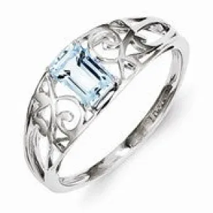 Sterling Silver w/Rhodium Plated Sky Blue Topaz Ring