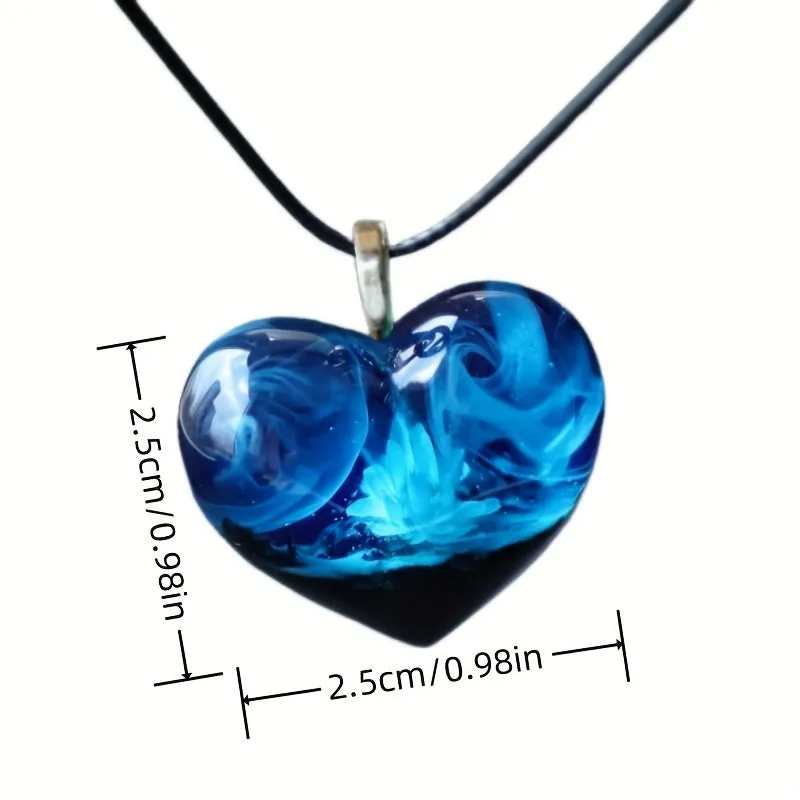 Stunning Aurora Sky Heart Necklace in Light Blue Alloy