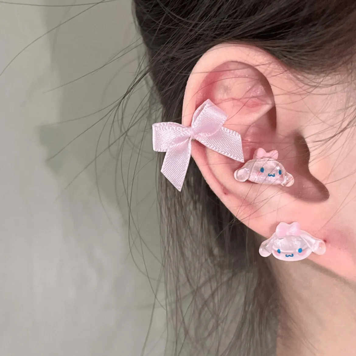 Sweet Pink Ribbon Bowknot Earrings