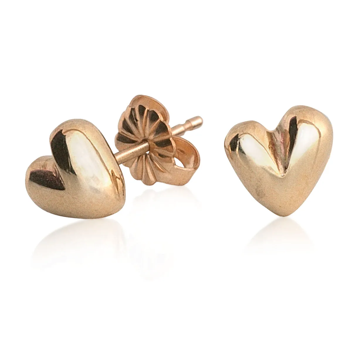 Sweetheart Solid Gold Stud Earrings