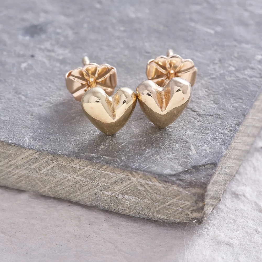 Sweetheart Solid Gold Stud Earrings