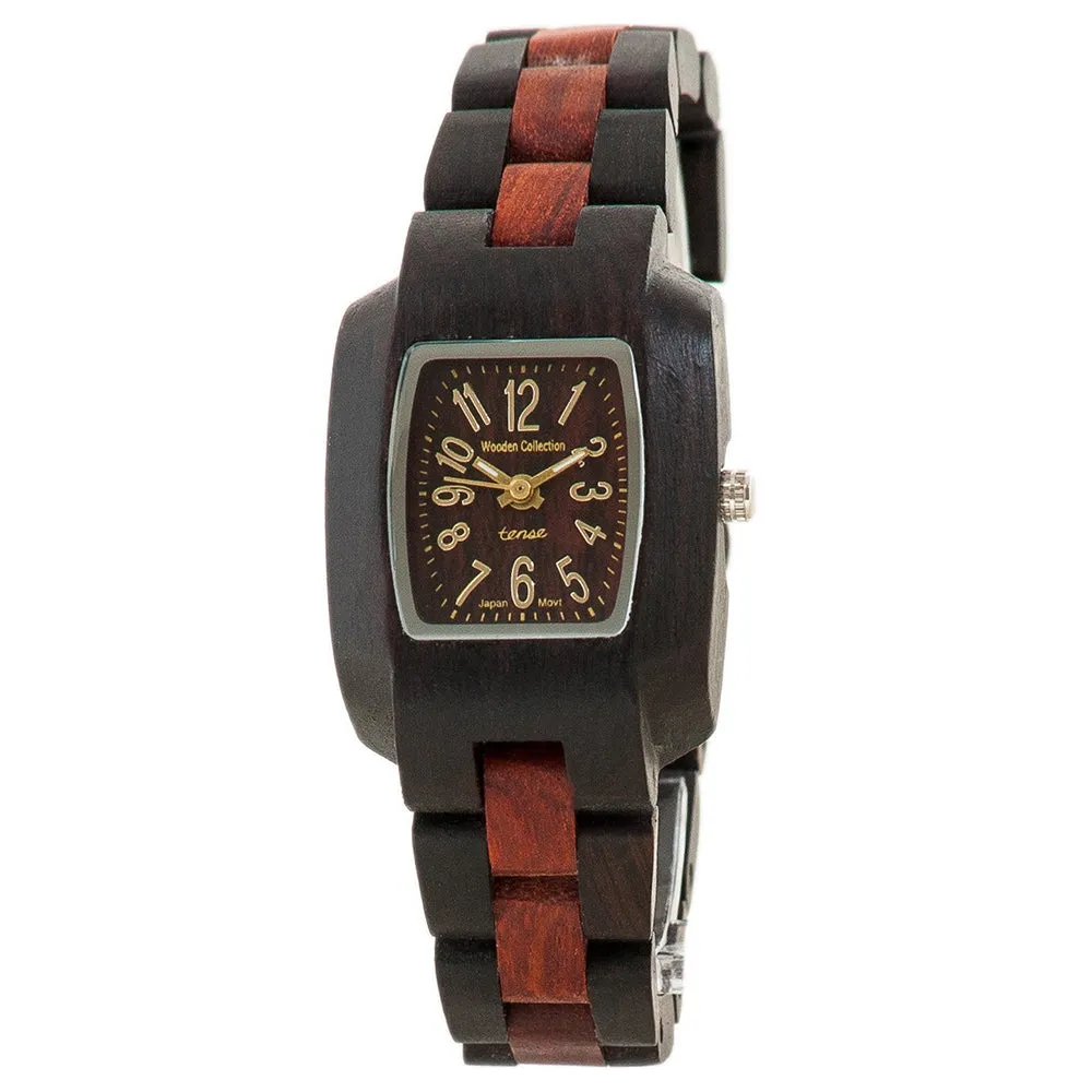 Tense Womens Mini Timber Wood Case and Bracelet Brown Dial Dark Sandalwood Watch - M8102DS