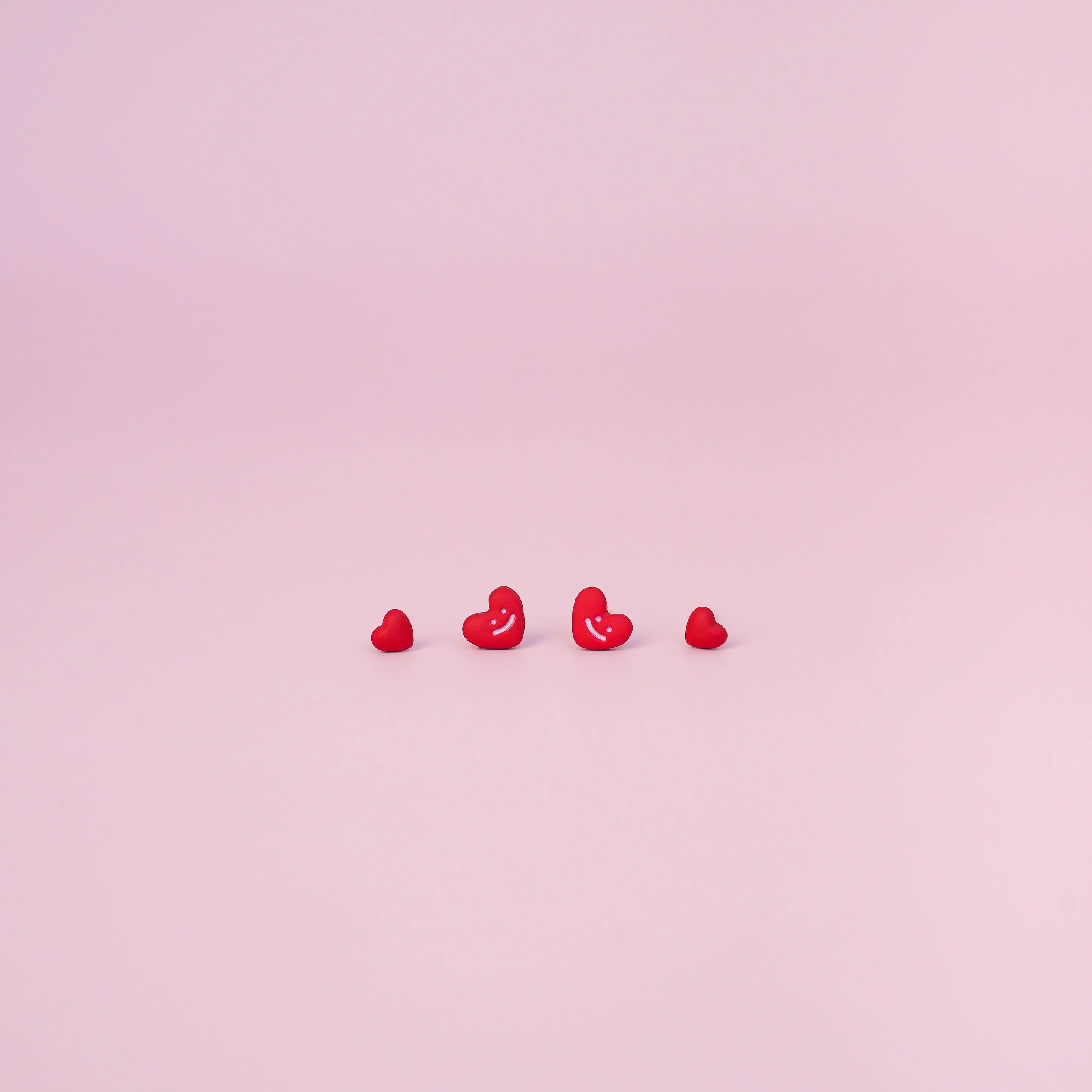 Tiny Red Heart Studs Earrings