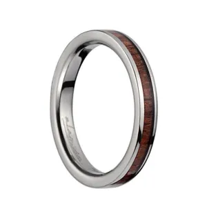 Titanium Wedding Ring With Pink Ivory Inlay & Polished Edges - 3mm