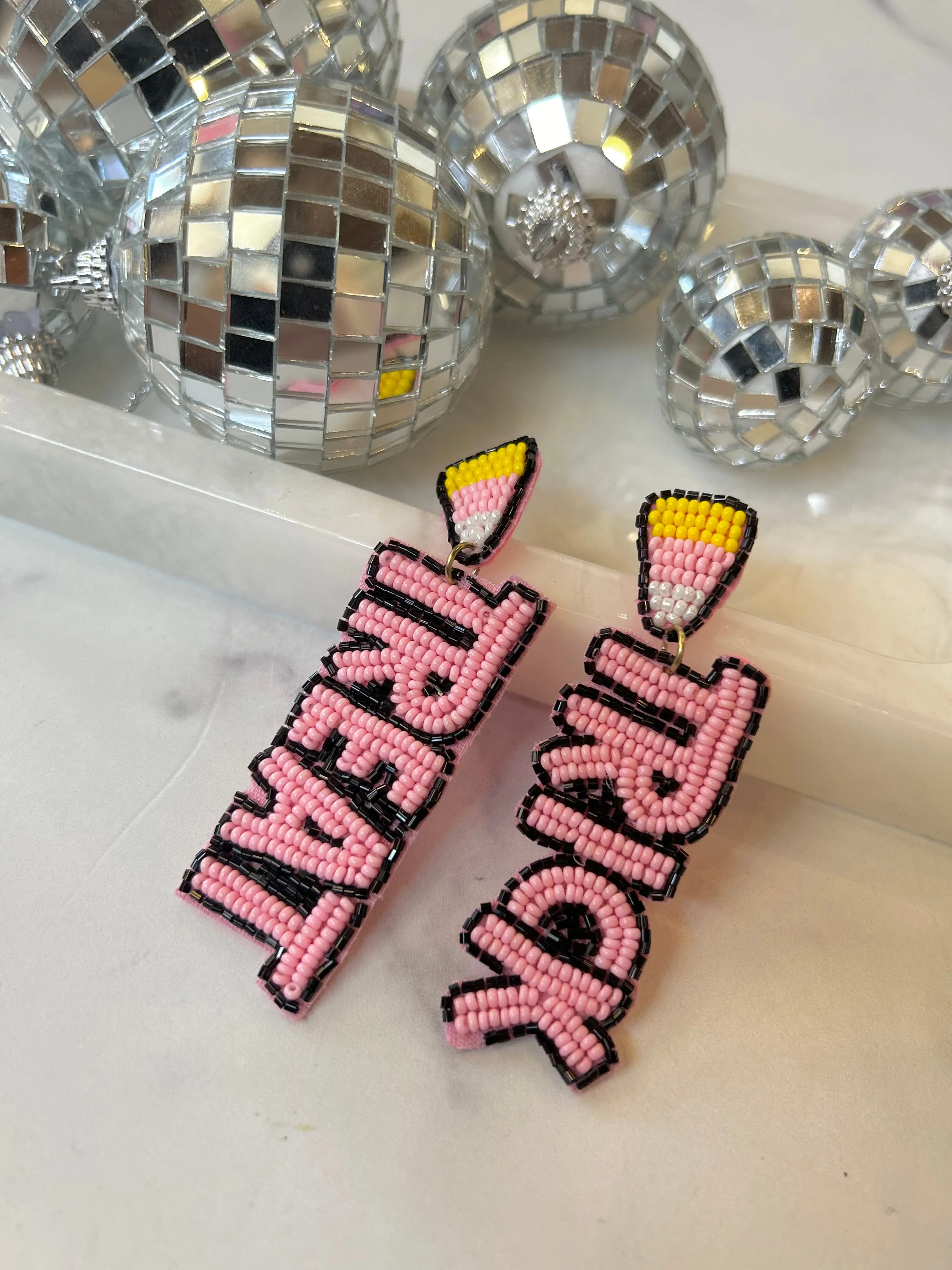 Trick Or Treat Seed Bead Earrings - Pink