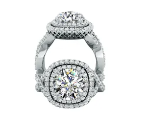 TWISTED DOUBLE ROYAL HALO ENGAGEMENT RING