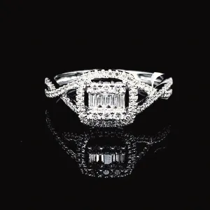 Twisted Shank Cushion Diamond Ring 14kt