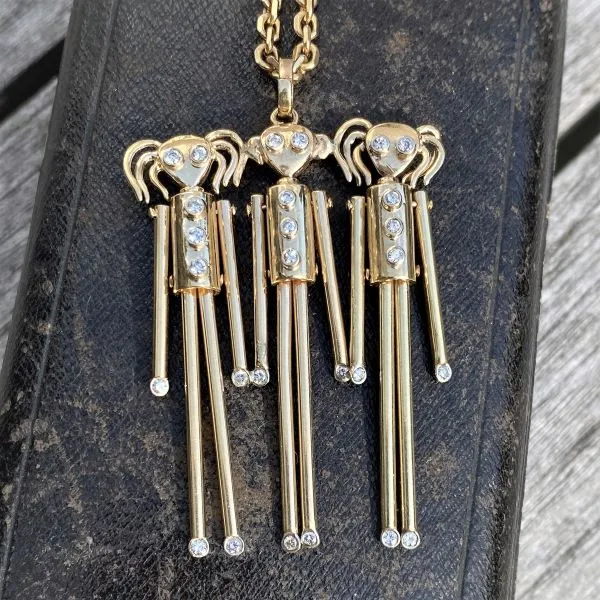 Vintage Diamond Peg Children Pendant