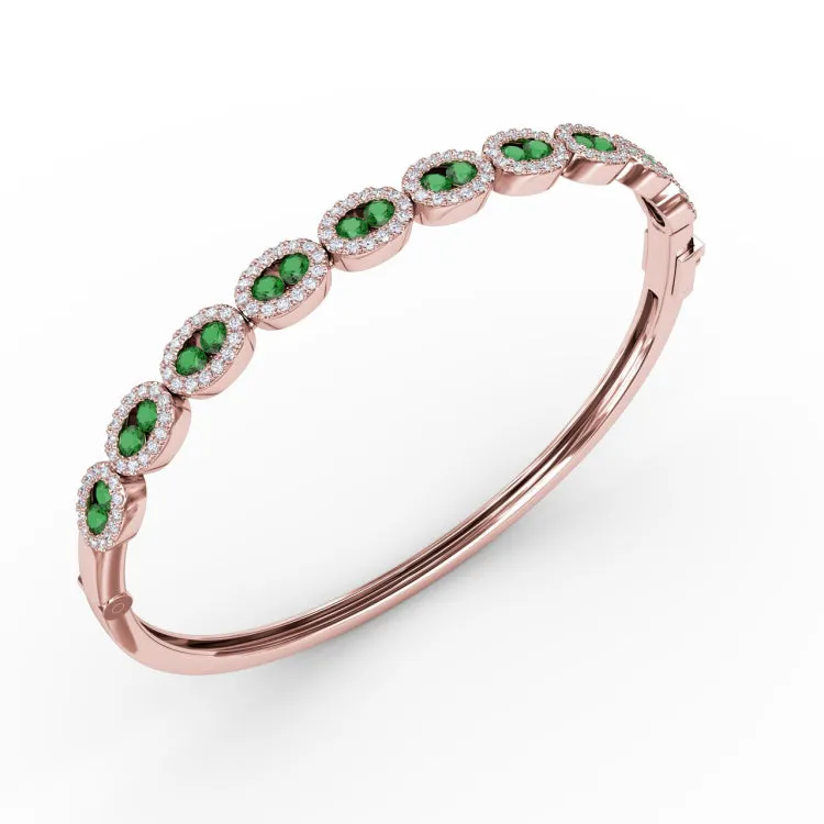 Whimsical Emerald & Diamond Bangle