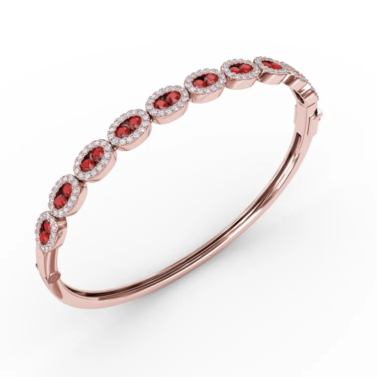 Whimsical Ruby & Diamond Bangle