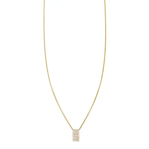 White Diamond Tag Necklace