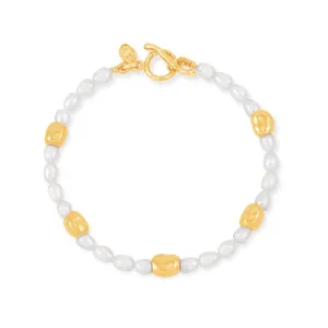 White Pearl Ocean Pebble Bracelet