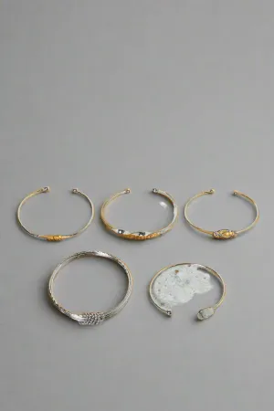 Women Silver Embellished Bangle Set (Pack Of 5)