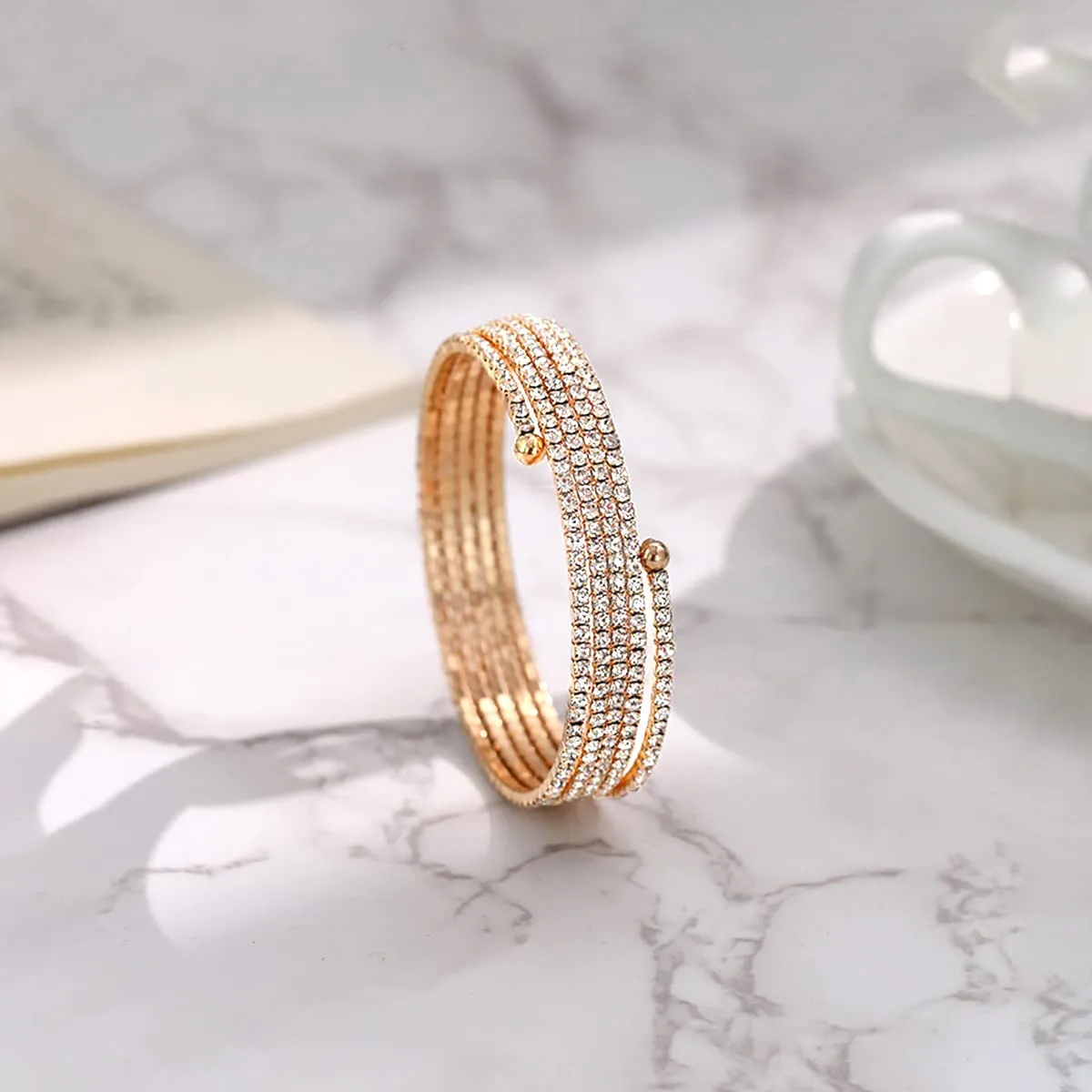 Yellow Chimes Bangles For Women Gold Tone Crystal Lightweight Bangle Bracelet For Women and Girls