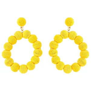 Yellow Cord Wrap Hoop Earrings