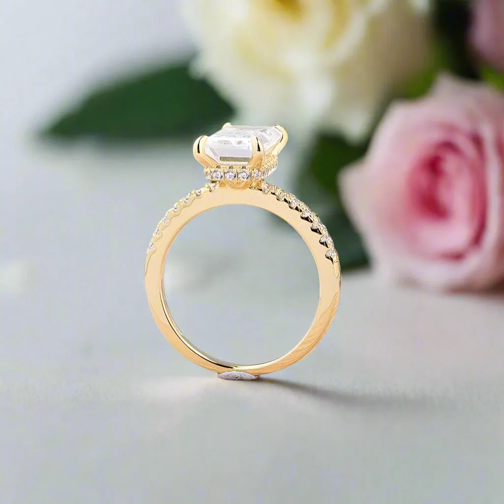 Yellow Gold Emerald Cut Diamond Engagement Ring