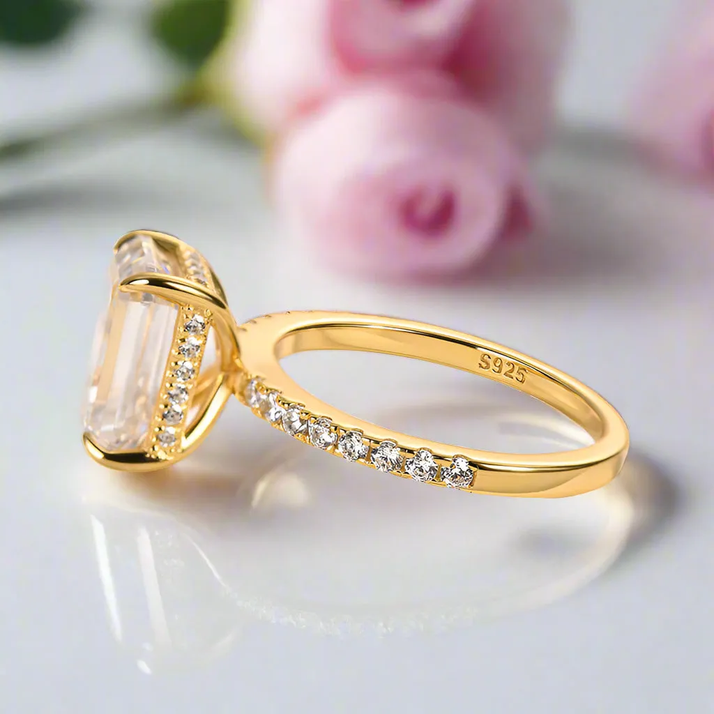 Yellow Gold Emerald Cut Diamond Engagement Ring