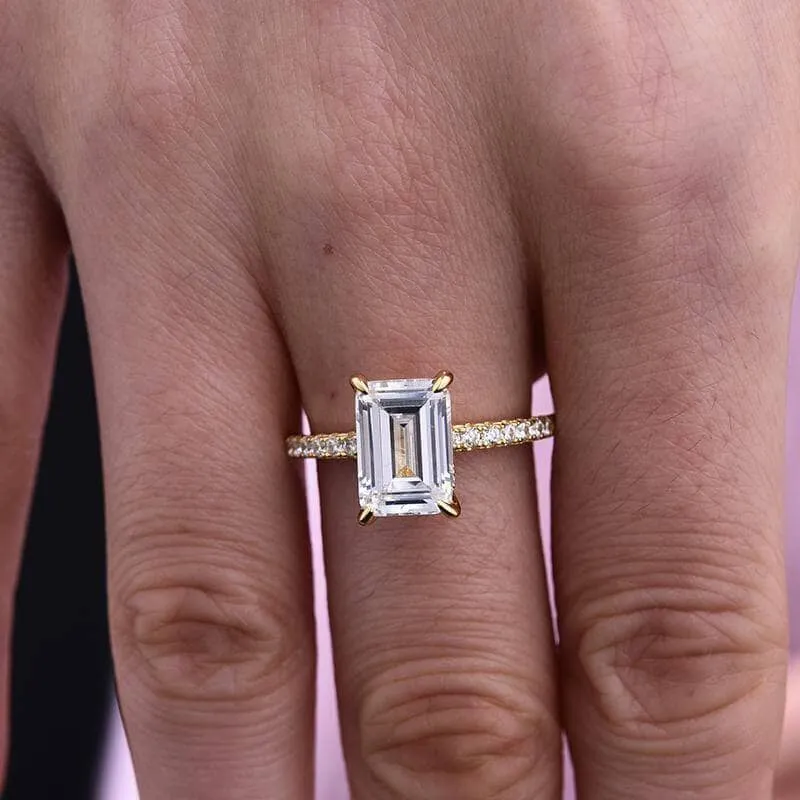 Yellow Gold Emerald Cut Diamond Engagement Ring