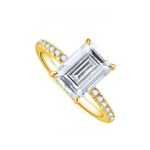 Yellow Gold Emerald Cut Diamond Engagement Ring